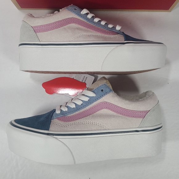 Vans Old Skool Stackform Platform Pig Suede Sherpa Multi Color Sneakers Women 7 - Picture 7 of 12